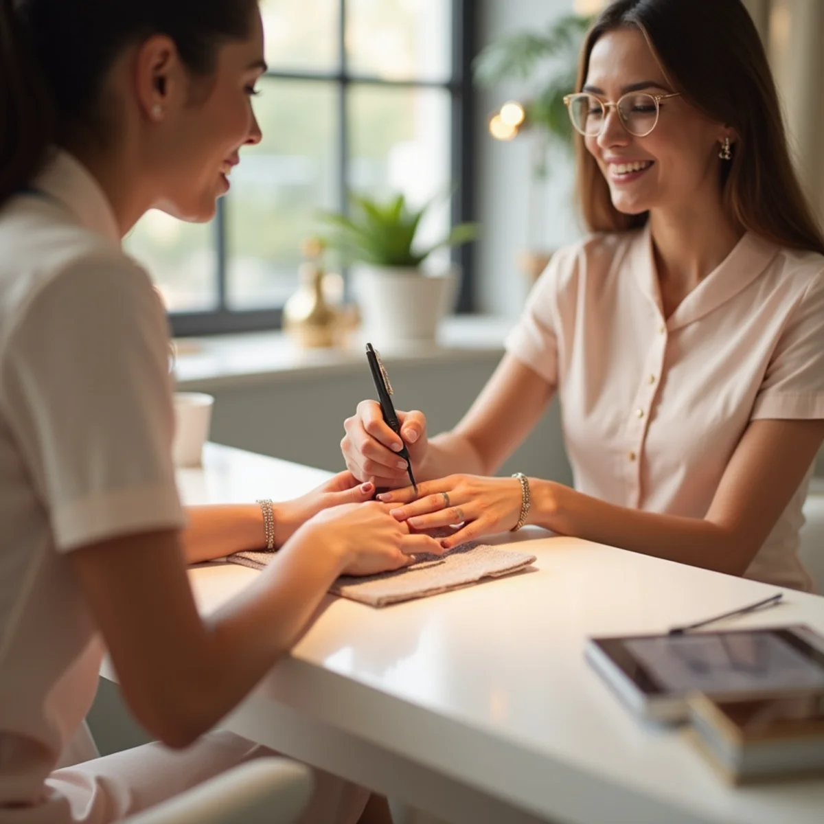 Illustrative image: Natural nail manicure preparation at T-Nails in Franklin Indiana